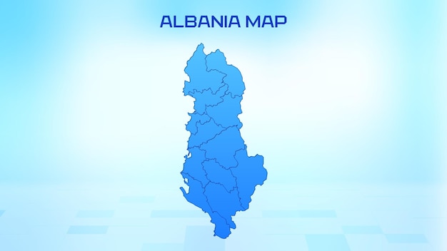 Mapa detallado azul de Albania con divisiones administrativas de los estados