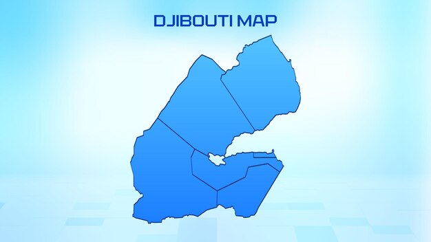 Mapa detallado en azul de Djibouti con divisiones administrativas de los estados