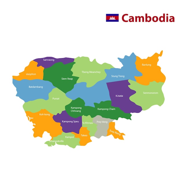Mapa detallado de Camboya Mapa vectorial detallado deCamboya Mapa dividido de Camboja