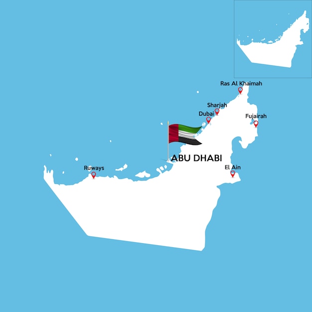 Vector mapa detallado de emiratos arabes unidos