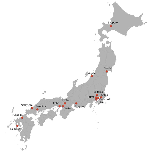 Vector mapa detallado de japón