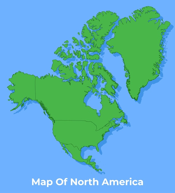 Mapa detallado del país de América del Norte en ilustración vectorial verde.
