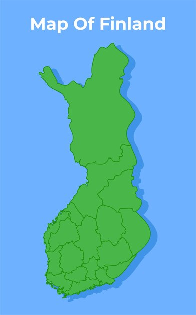 Mapa detallado del país de Finlandia en la ilustración vectorial verde.