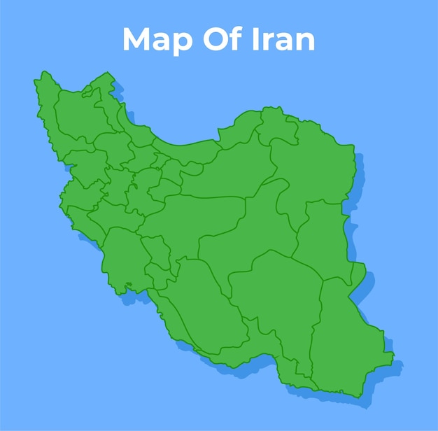 Mapa detallado del país de Irán en ilustración vectorial verde.