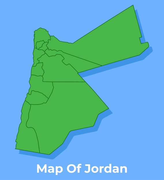 Mapa detallado del país de Jordania en ilustración vectorial verde.