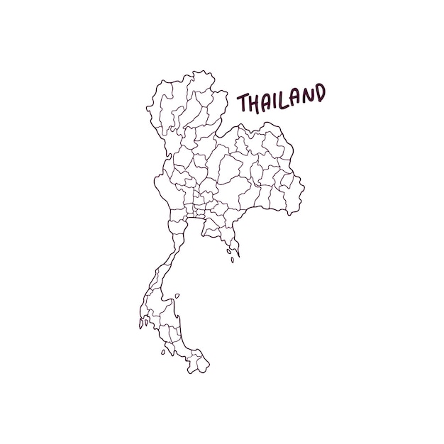 Mapa dibujado a mano de Tailandia Ilustración vectorial