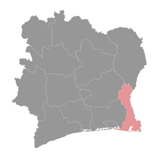 Mapa del distrito de Comoe división administrativa de la Costa de Marfil Ilustración vectorial