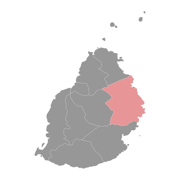 Mapa del distrito de Flacq división administrativa de Mauricio Ilustración vectorial
