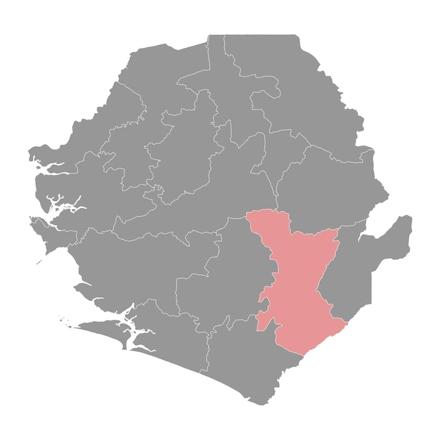 Mapa del distrito de Kenema división administrativa de Sierra Leona Ilustración vectorial