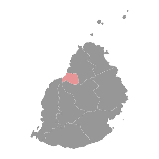 Mapa del distrito de Port Louis división administrativa de Mauricio Ilustración vectorial
