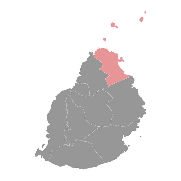Mapa del distrito de Riviere du Rempart división administrativa de Mauricio Ilustración vectorial