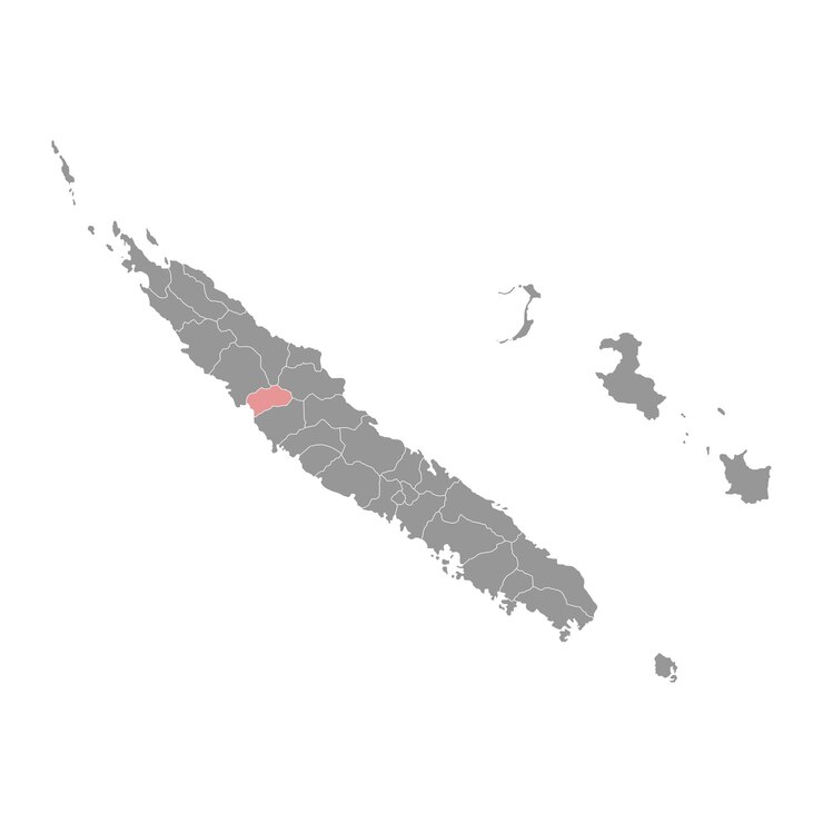 Vector mapa de la división administrativa de la comuna de kone en nueva caledonia ilustración vectorial