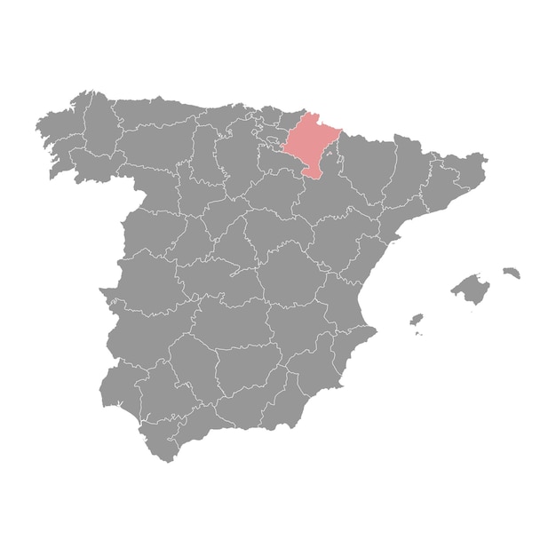 Mapa de la división administrativa de la Comunidad de Navarra de España Ilustración vectorial