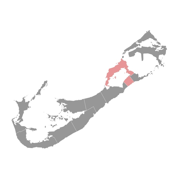 Vector mapa de la división administrativa de la parroquia de hamilton de las bermudas ilustración vectorial