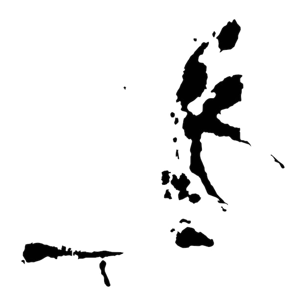 Mapa de la división administrativa de la provincia de Maluku del Norte de Indonesia Ilustración vectorial