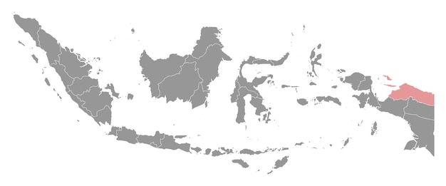 Vector mapa de la división administrativa de la provincia de papúa de indonesia ilustración vectorial