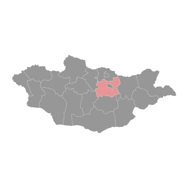 Mapa de la división administrativa de la provincia de Tov de Mongolia Ilustración vectorial