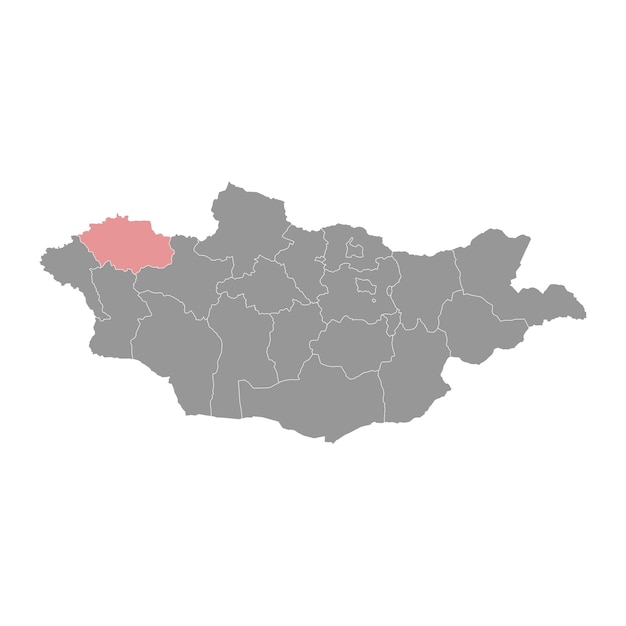 Mapa de la división administrativa de la provincia de Uvs de Mongolia Ilustración vectorial