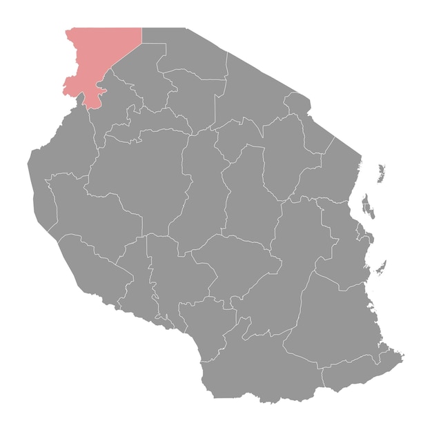 Vector mapa de la división administrativa de la región de kagera en tanzania ilustración vectorial