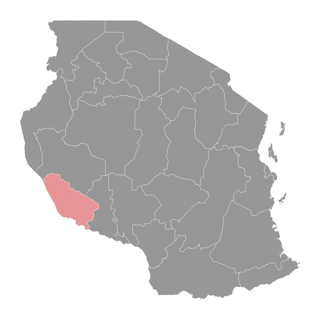 Mapa de la división administrativa de la región de Rukwa en Tanzania Ilustración vectorial