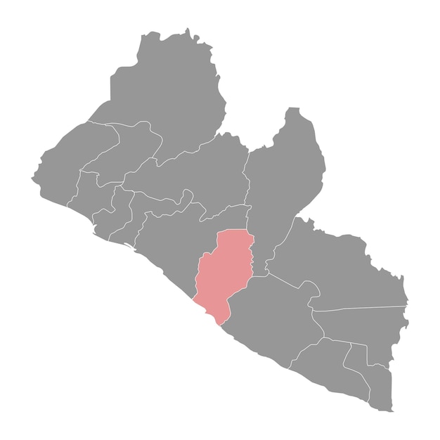 Mapa de la división administrativa de los ríos de Liberia Ilustración vectorial
