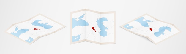 Vector mapa doblado de armenia en tres versiones diferentes.