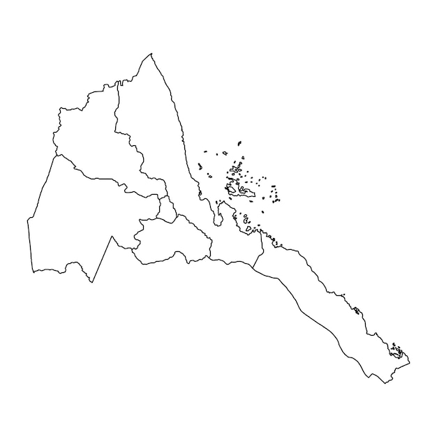 Mapa de eritrea con divisiones administrativas ilustración vectorial