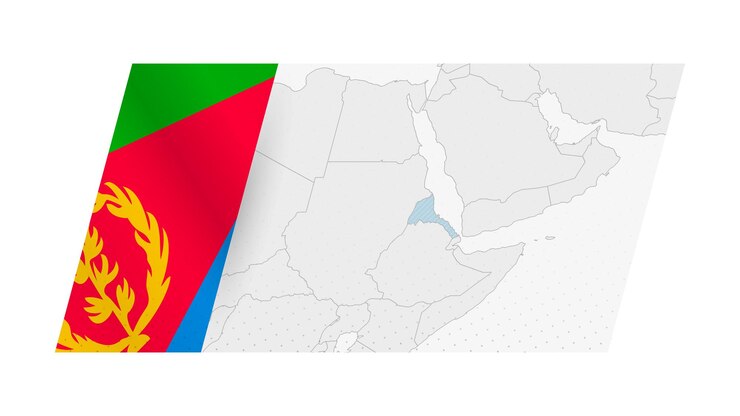 Vector mapa de eritrea en estilo moderno con bandera de eritrea en el lado izquierdo
