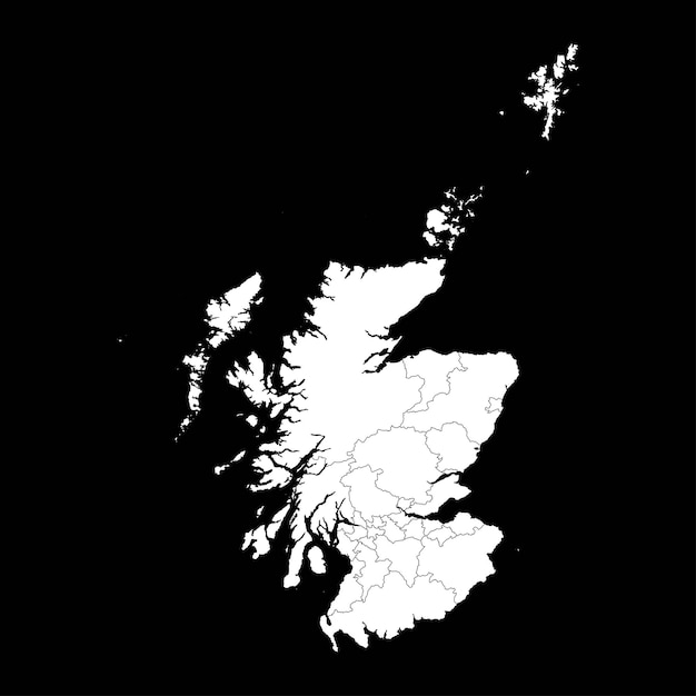 Mapa de Escocia con áreas del consejo Ilustración vectorial