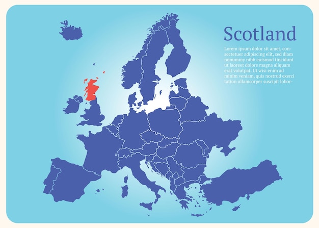 Mapa de Escocia en Europa que destaca la ubicación del país