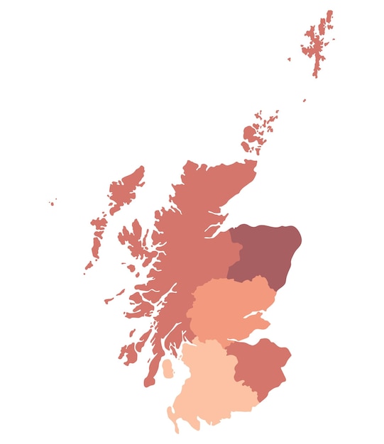 Mapa de Escocia Map of Scotland dividido en cinco regiones principales