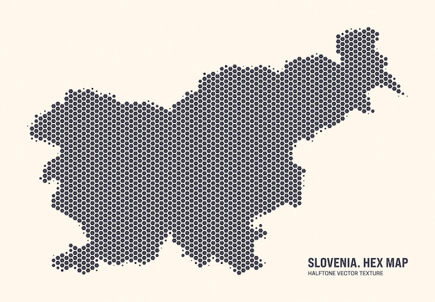 Mapa de Eslovenia Vector patrón hexagonal de medio tono aislado en un fondo claro