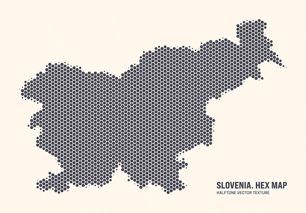 Vector mapa de eslovenia vector patrón hexagonal de medio tono aislado en un fondo claro