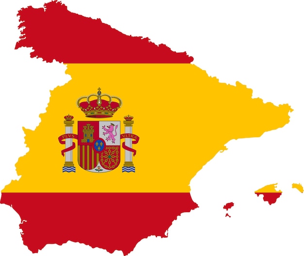 Mapa España con bandera cartografía europea