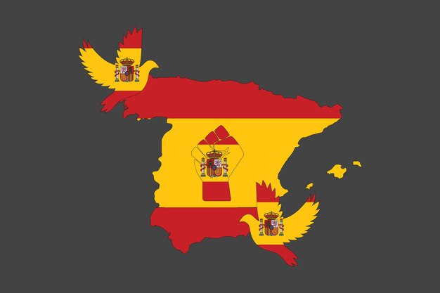 Mapa de España con la bandera nacional de España Gráfico vectorial de la bandera de España