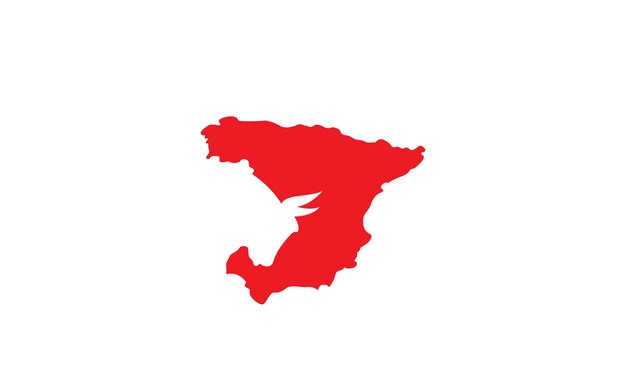 Mapa de España con diseño de ilustración de icono de vector de logotipo de toro