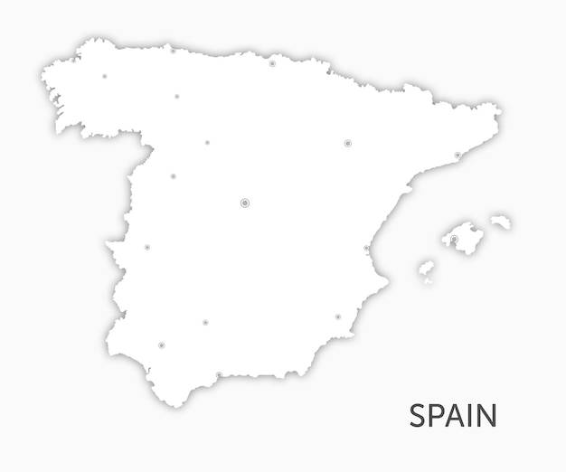 Vector mapa de españa con papel cortado.