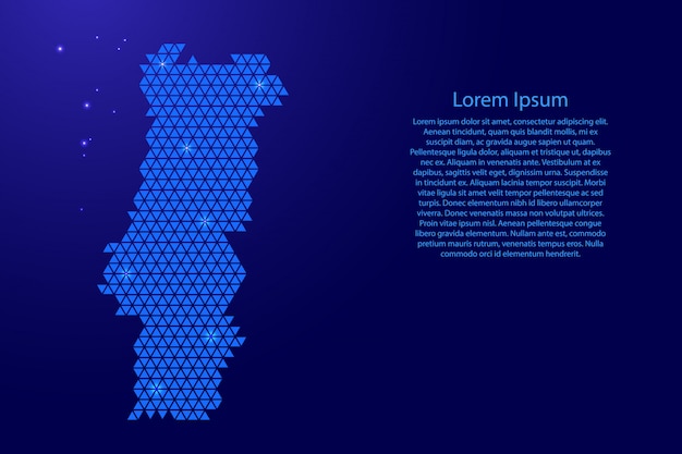 Mapa esquemático de portugal hecho de triángulos rojos