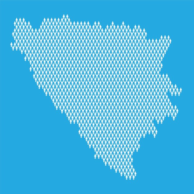 Mapa de estadísticas de población de bosnia hecho con figuras de palo