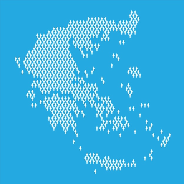 Mapa de estadísticas de población de Grecia hecho con figuras de palo