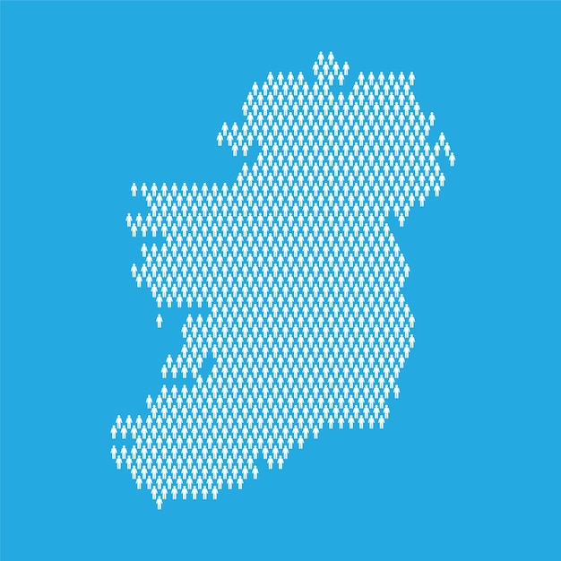 Mapa de estadísticas de población de irlanda hecho con figuras de palos