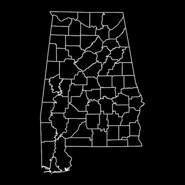 Vector mapa del estado de alabama con condados ilustración vectorial