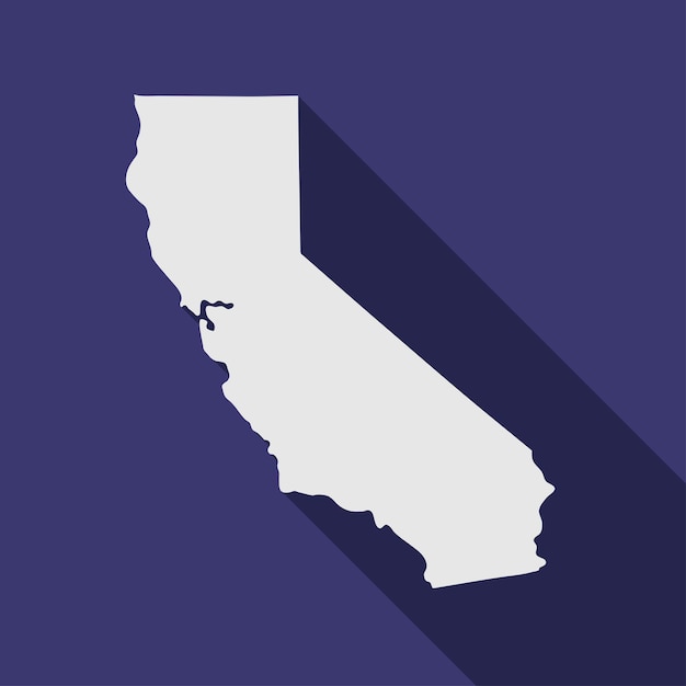 Mapa del estado de California con una larga sombra