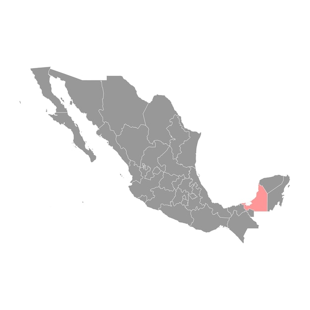Mapa del estado de campeche división administrativa del país de méxico ilustración vectorial