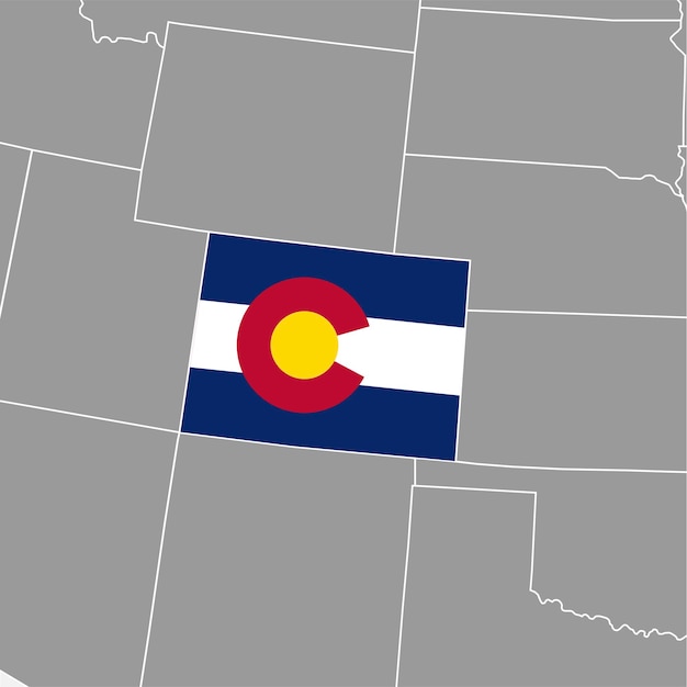 Mapa del estado de Colorado con bandera ilustración vectorial