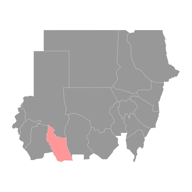 Vector mapa del estado de darfur oriental división administrativa de sudán ilustración vectorial