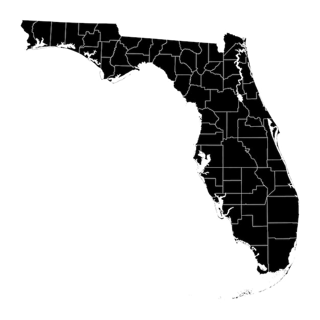 Vector mapa del estado de florida con condados ilustración vectorial