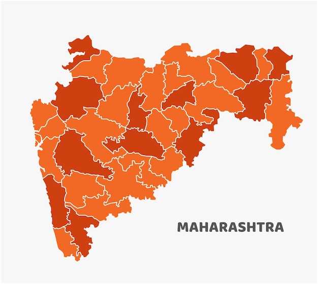 Mapa del estado de Maharashtra con todos los distritos de la India