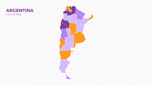 Mapa del estado moderno aislado y colorido de Argentina