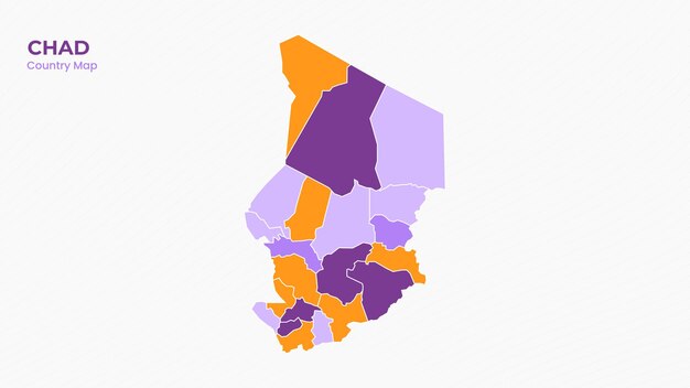 Mapa del Estado moderno aislado y colorido de Chad